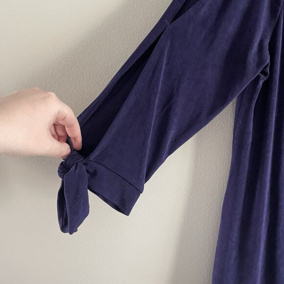 Travelers By Chicos Women 1/Small Purple 3/4 Tie Sleeve Cold Shoulder Tunic Top - Picture 3 of 10
